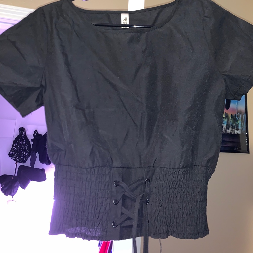 Cute Black Crop Top with Tie